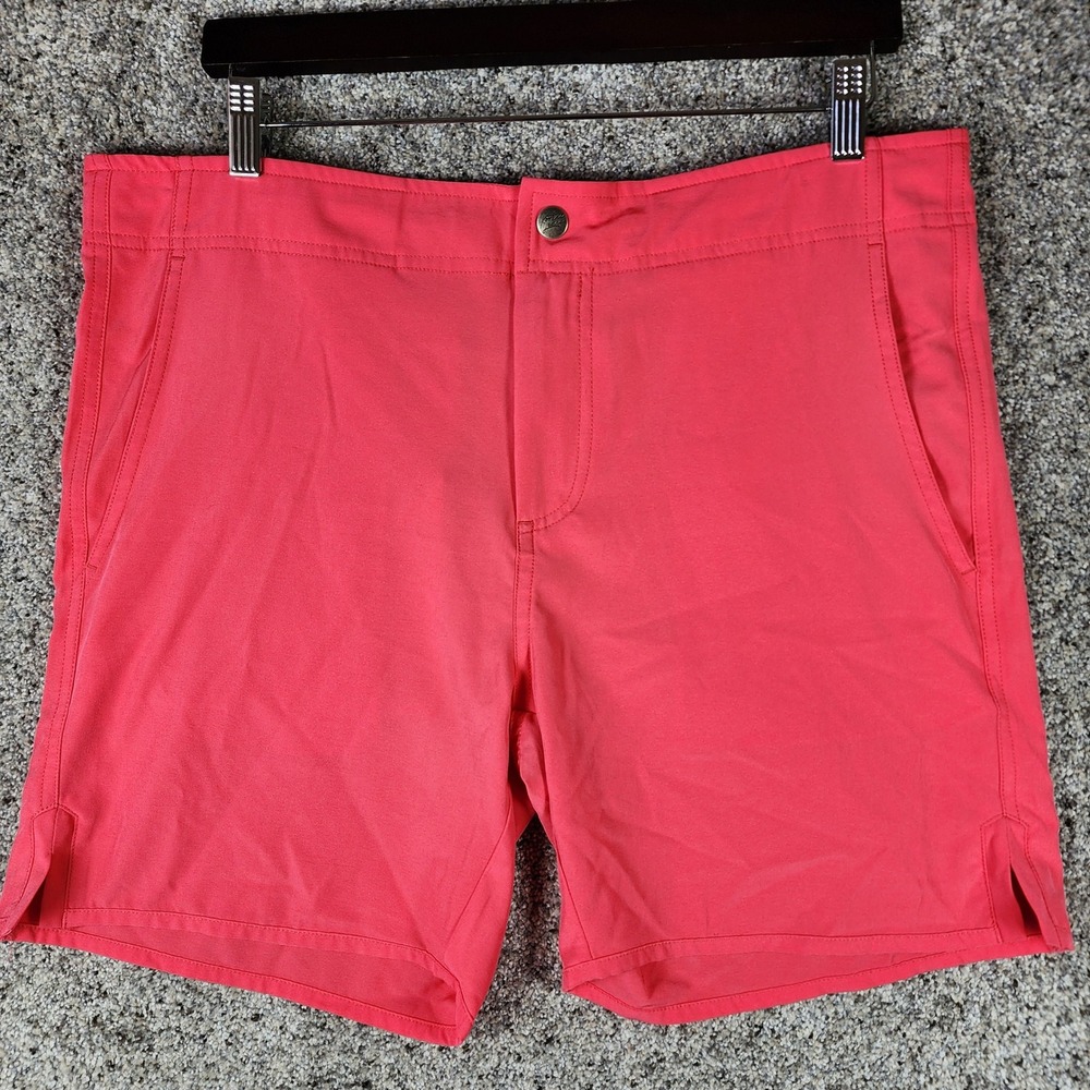Kortni Jeane Hybrid Swim Shorts Mens 34 (Fits Like 36) Coral Pink Stretch Active